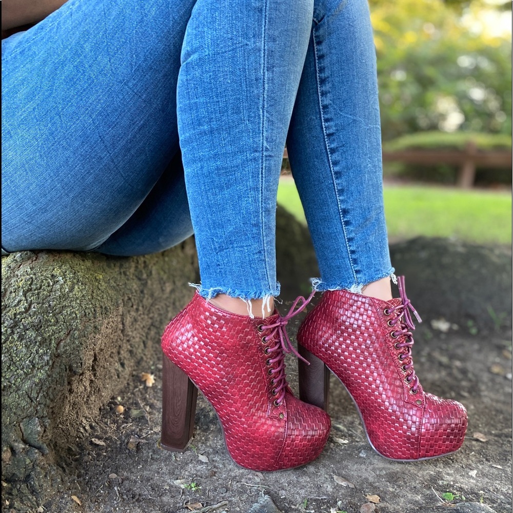 Platform red women booties - Picture 1 of 6